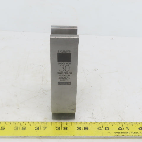Trumpf 827275 EV0036W20 Brake Press Die 30° 30mm Wide R2.0 H=100mm Laser dur