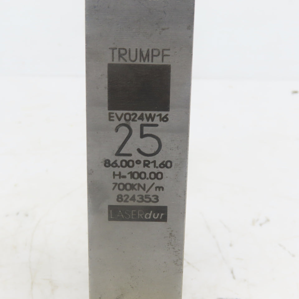 Trumpf 824353 EV024W16 Brake Press Die 86° 25mm Wide R1.60 H=100mm Laser dur