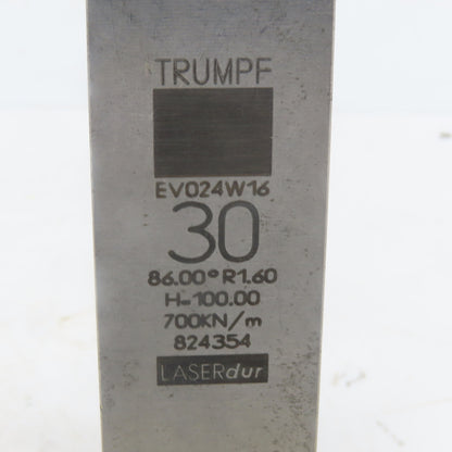 Trumpf 824354 EV024W16 Brake Press Die 86° 30mm Wide R1.60 H=100mm Laser dur