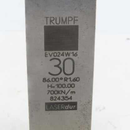 Trumpf 824354 EV024W16 Brake Press Die 86° 30mm Wide R1.60 H=100mm Laser dur