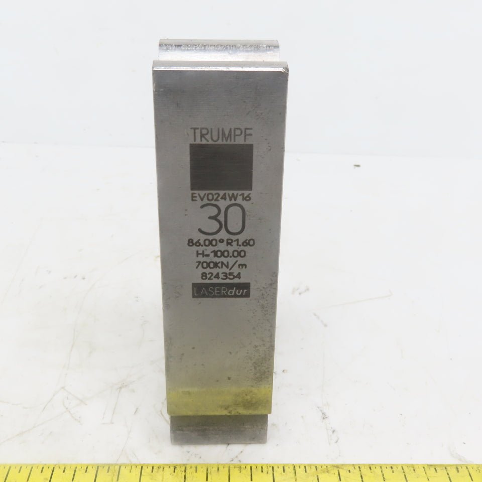 Trumpf 824354 EV024W16 Brake Press Die 86° 30mm Wide R1.60 H=100mm Laser dur