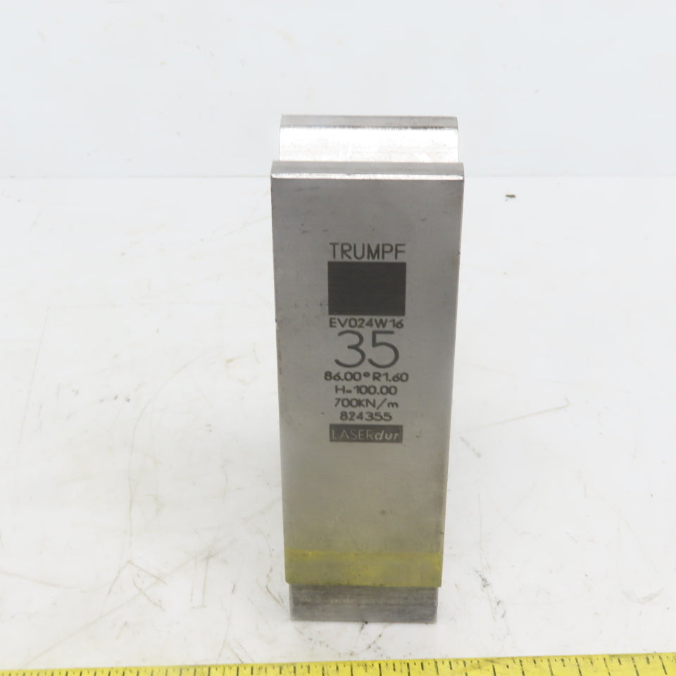 Trumpf 824355 EV024W16 Brake Press Die 86° 35mm Wide R1.60 H=100mm Laser dur