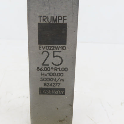 Trumpf 824277 EV022W10 Brake Press Die 86° 25mm Wide R1.00 H=100mm Laser dur