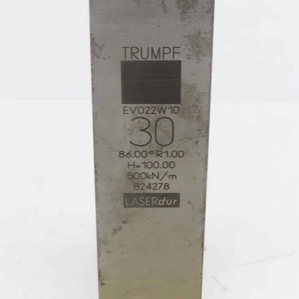 Trumpf 824278 EV022W10 Brake Press Die 86° 30mm Wide R1.00 H=100mm Laser dur