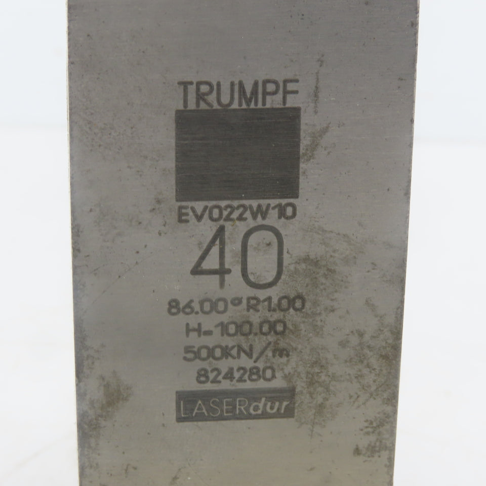 Trumpf 8242780 EV022W10 Brake Press Die 86° 40mm Wide R1.00 H=100mm Laser dur