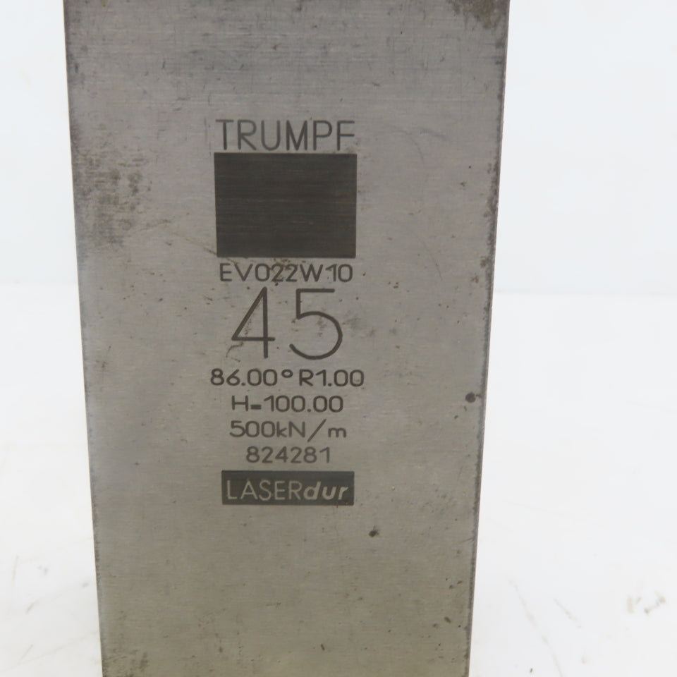 Trumpf 8242781 EV022W10 Brake Press Die 86° 45mm Wide R1.00 H=100mm Laser dur