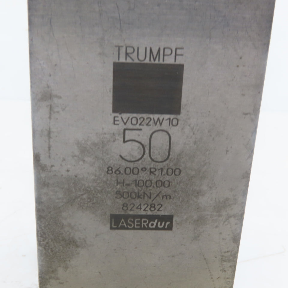 Trumpf 8242782 EV022W10 Brake Press Die 86° 50mm Wide R1.00 H=100mm Laser dur