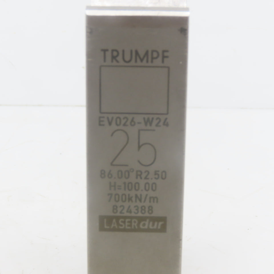 Trumpf 824388 EV026W24 Brake Press Die 86° 25mm Wide R2.50 H=100mm Laser dur