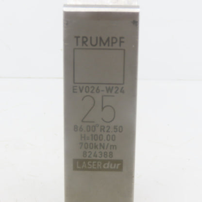 Trumpf 824388 EV026W24 Brake Press Die 86° 25mm Wide R2.50 H=100mm Laser dur