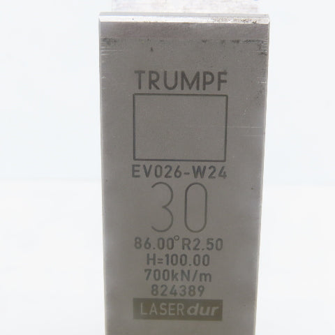 Trumpf 824389 EV026W24 Brake Press Die 86° 30mm Wide R2.50 H=100mm Laser dur