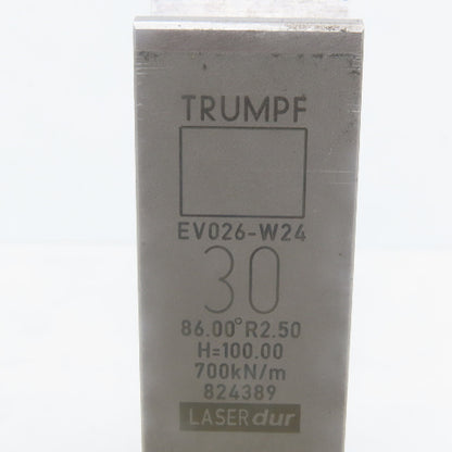 Trumpf 824389 EV026W24 Brake Press Die 86° 30mm Wide R2.50 H=100mm Laser dur