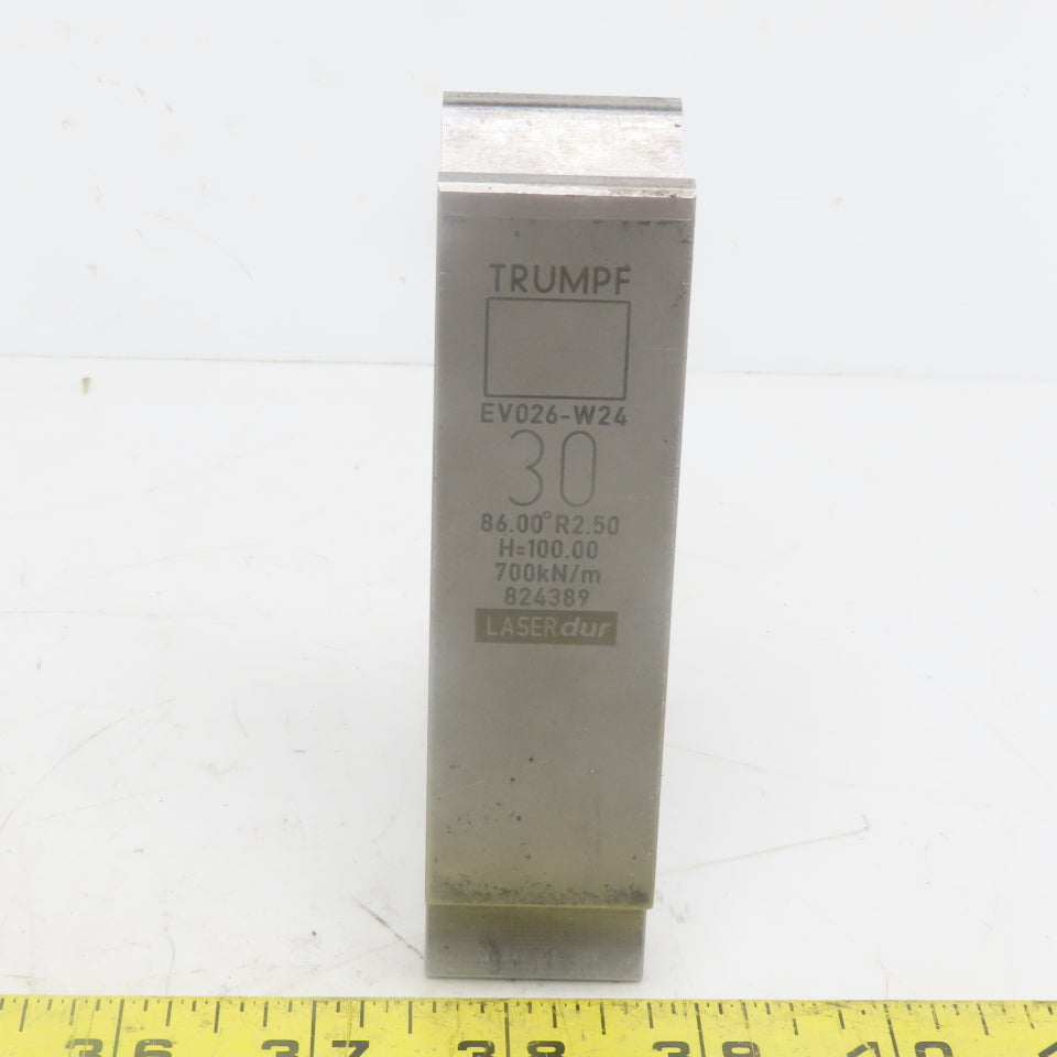 Trumpf 824389 EV026W24 Brake Press Die 86° 30mm Wide R2.50 H=100mm Laser dur