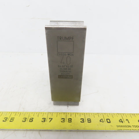 Trumpf 824391 EV026W24 Brake Press Die 86° 40mm Wide R2.50 H=100mm Laser dur