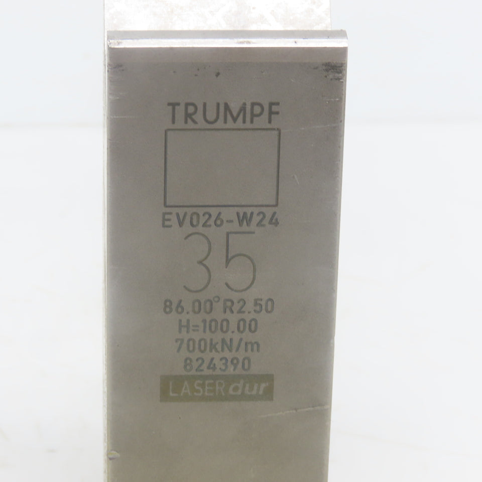 Trumpf 824390 EV026W24 Brake Press Die 86° 35mm Wide R2.50 H=100mm Laser dur