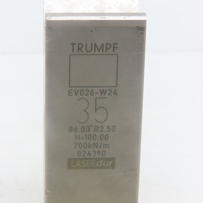 Trumpf 824390 EV026W24 Brake Press Die 86° 35mm Wide R2.50 H=100mm Laser dur
