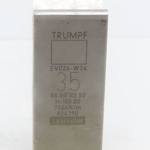 Trumpf 824390 EV026W24 Brake Press Die 86° 35mm Wide R2.50 H=100mm Laser dur