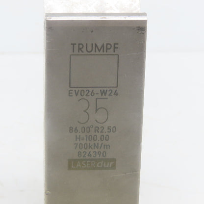 Trumpf 824390 EV026W24 Brake Press Die 86° 35mm Wide R2.50 H=100mm Laser dur