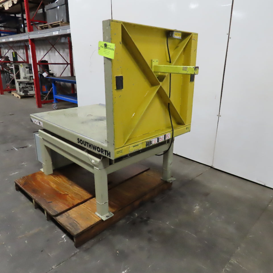 Southworth T2-90 2000Lbs. Ergonomic Unloader Tilt Table 52" x 36" 90°  230V 3Ph
