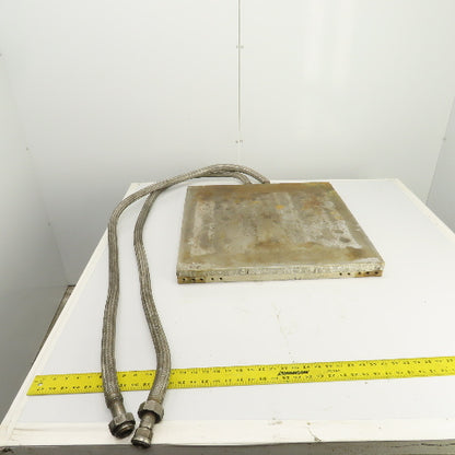 24" x 24" Liquid Heated Aluminum Platen Heat Press Plate Molding 70" Hoses 3/4"