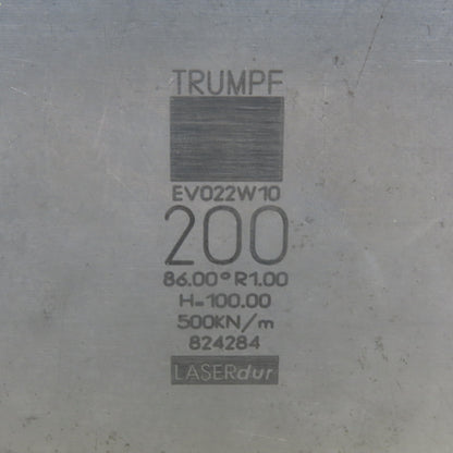 Trumpf 824284 EV-W10 Brake Press Die 84° 200mm Wide R1.00 H=100mm Laser dur