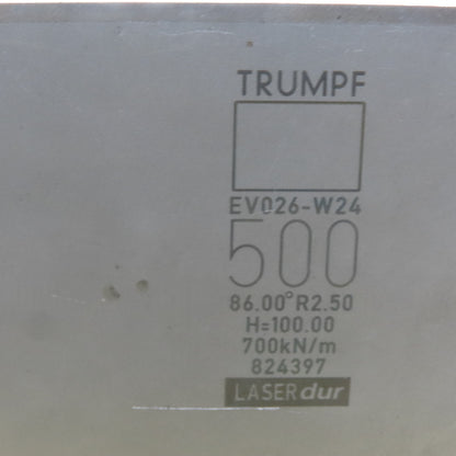Trumpf 824397 EV026-W24 Brake Press Die 86° 500mm Wide R2.50 H=100mm Laser dur