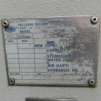 Milnor 76032C2F 76032C2L 110Lbs. Industrial Continuous Batch Washer Parts/Repair