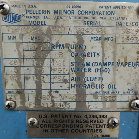 Milnor 76032C2F 76032C2L 110Lbs. Industrial Continuous Batch Washer Parts/Repair