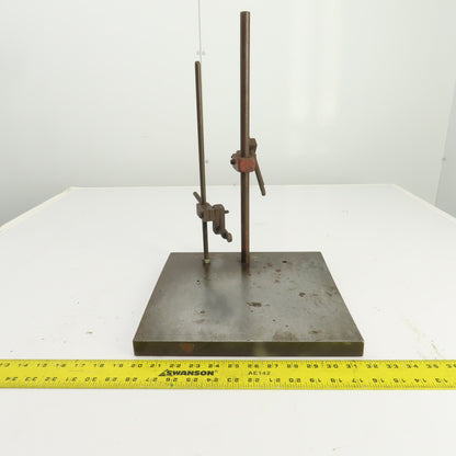 Dual Post Inspection Stand Dial Indicator Holder 12"x12" Steel Base 17" Post