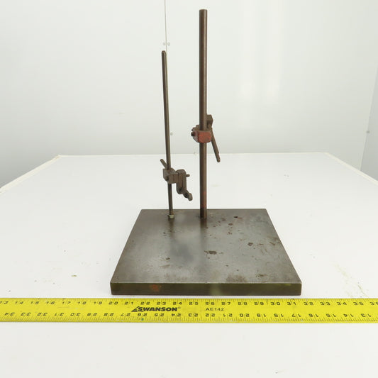 Dual Post Inspection Stand Dial Indicator Holder 12"x12" Steel Base 17" Post