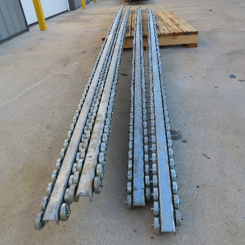 Frantz Mfg. 3-1/4" Wide x 20' Skate Wheel Rail Pallet Carton Conveyor Lot Of 4