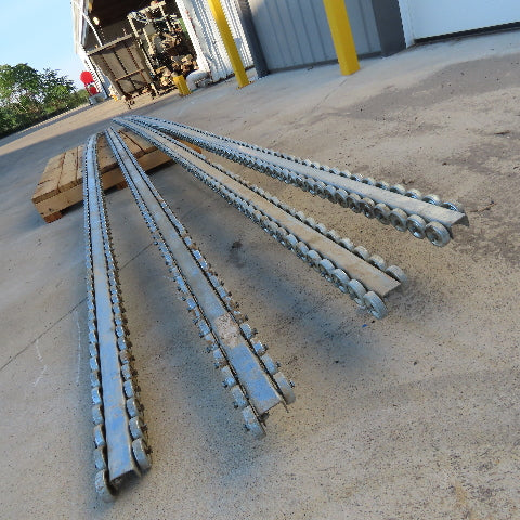 Frantz Mfg. 3-1/4" Wide x 20' Skate Wheel Rail Pallet Carton Conveyor Lot Of 4