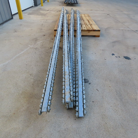 Frantz Mfg. 3-1/4" Wide x 20' Skate Wheel Rail Pallet Carton Conveyor Lot Of 4