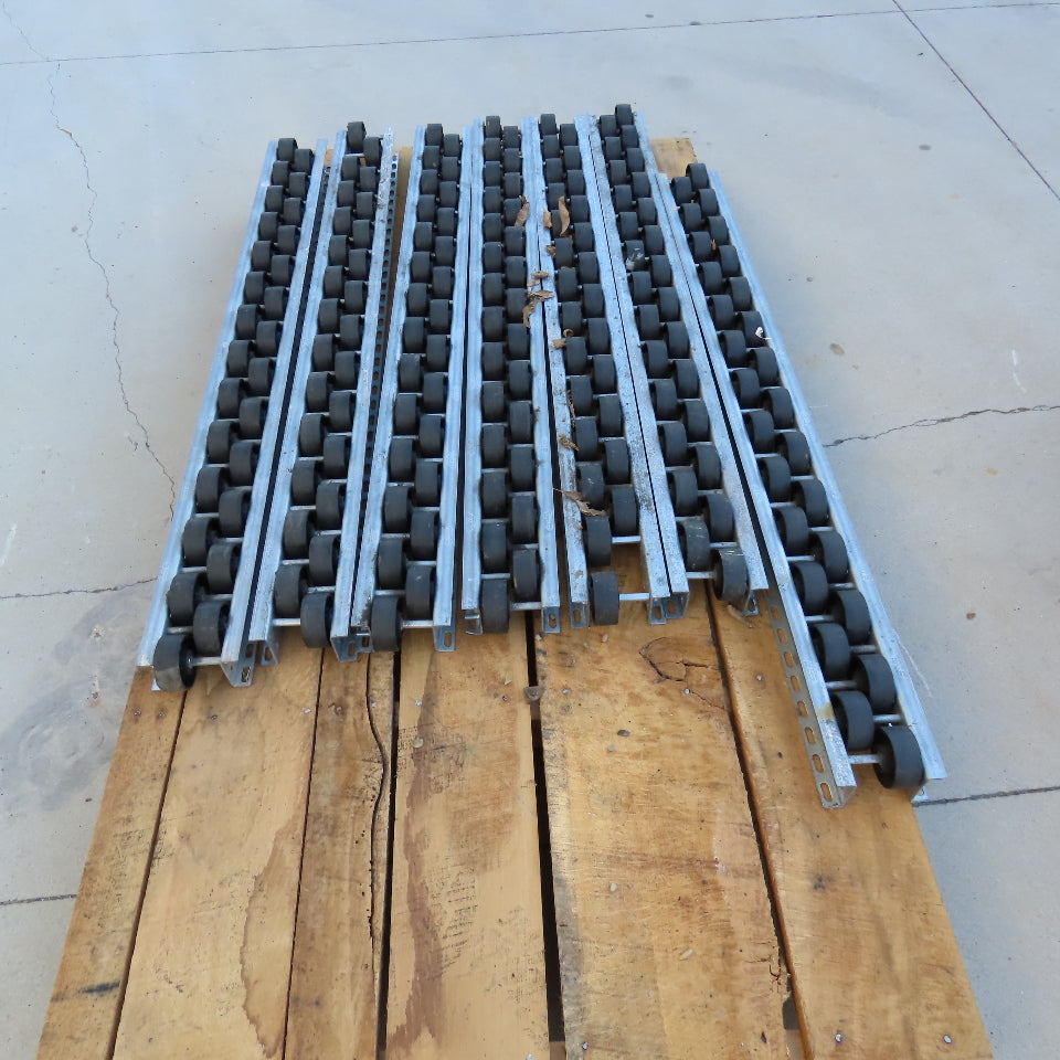 Mallard 5-1/4" w x 55" OAL Two Wheel Gravity Pallet Carton Flow Rail Lot Of 7