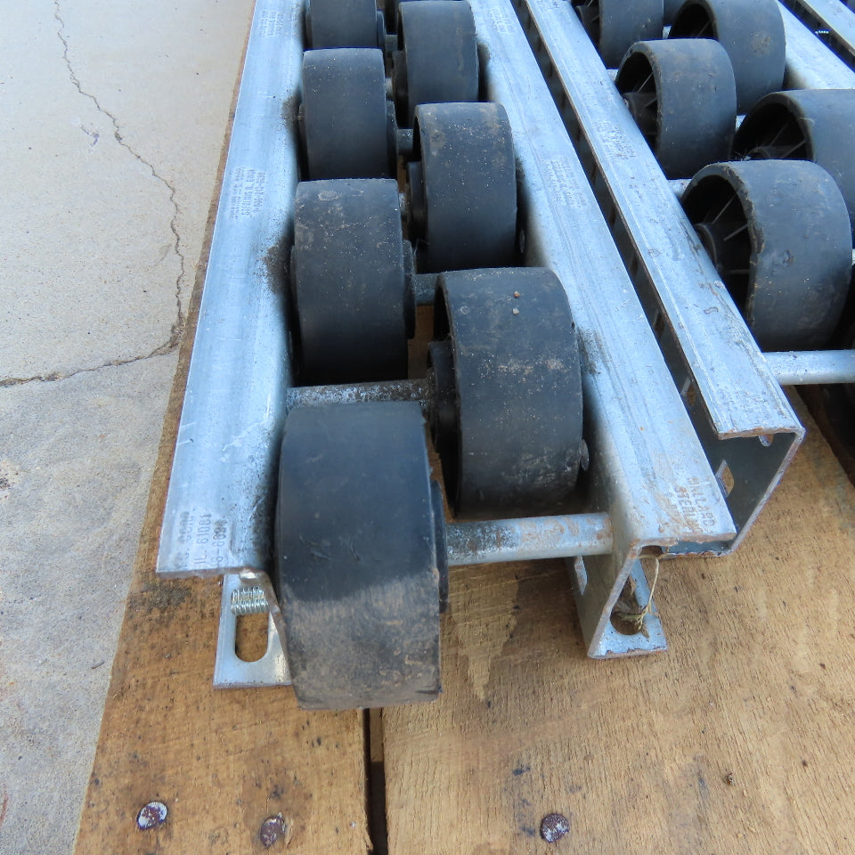 Mallard 5-1/4" w x 55" OAL Two Wheel Gravity Pallet Carton Flow Rail Lot Of 7