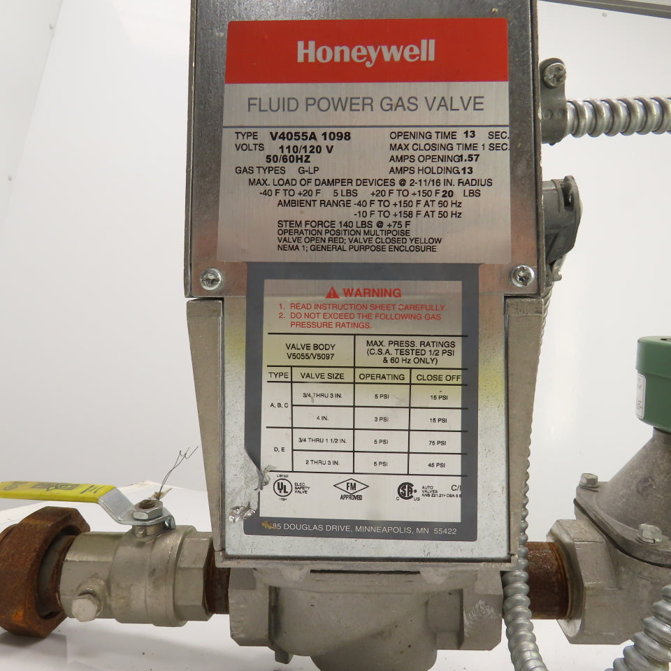Honeywell V4055A 1098 120V G-LP Gas Valve Actuator W/ Sensus 243-8-2 Regulator