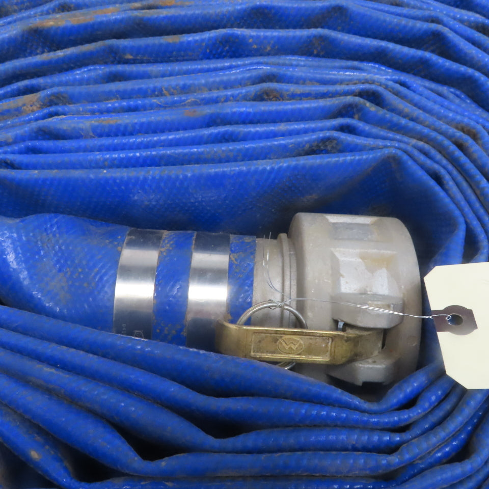 3" x 98' Blue PVC Backwash Hose W/Male & Female Camlock Coupler