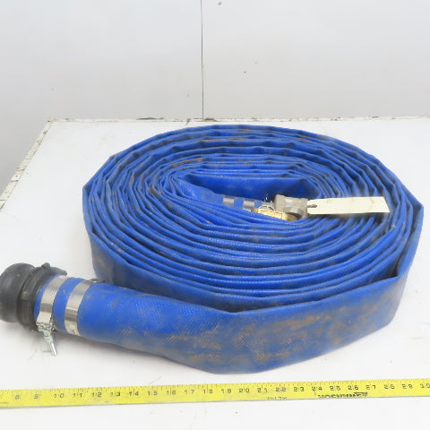 3" x 98' Blue PVC Backwash Hose W/Male & Female Camlock Coupler