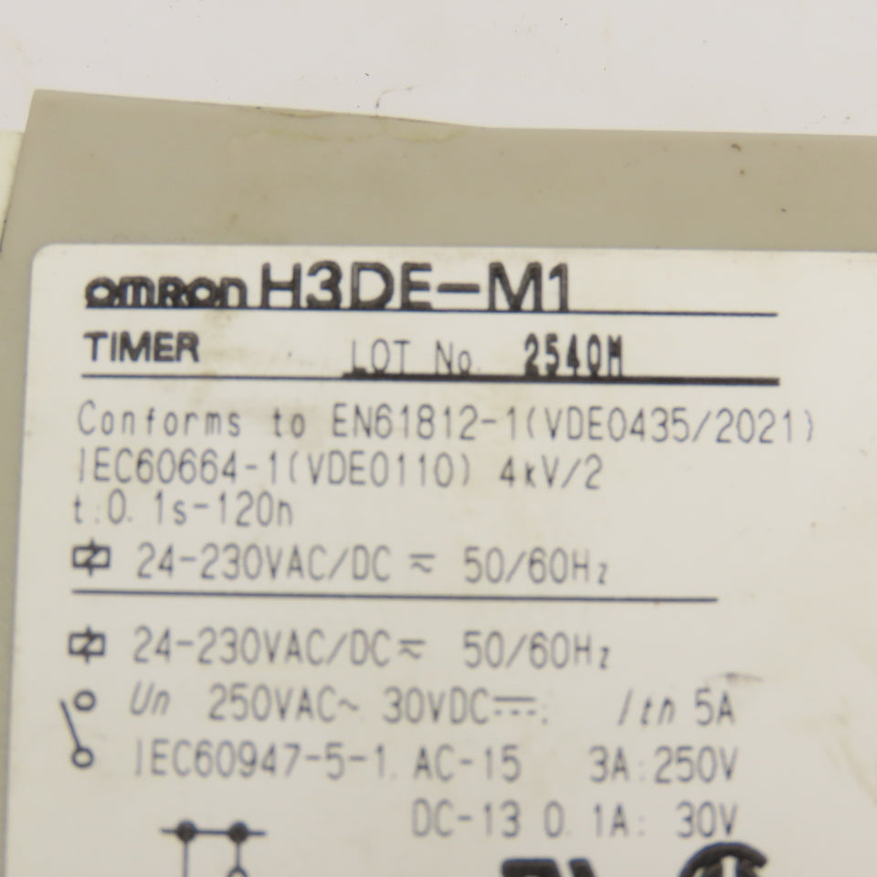 Omron H3DE-M1 0.1s-120H Din Mount Timing Relay 24-230V