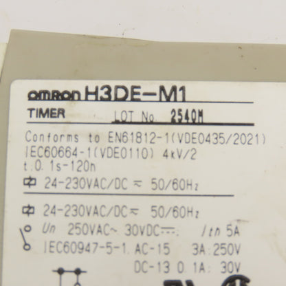 Omron H3DE-M1 0.1s-120H Din Mount Timing Relay 24-230V