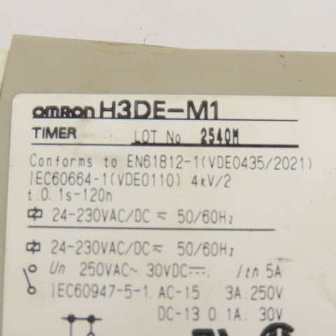 Omron H3DE-M1 0.1s-120H Din Mount Timing Relay 24-230V