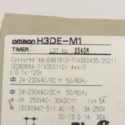 Omron H3DE-M1 0.1s-120H Din Mount Timing Relay 24-230V