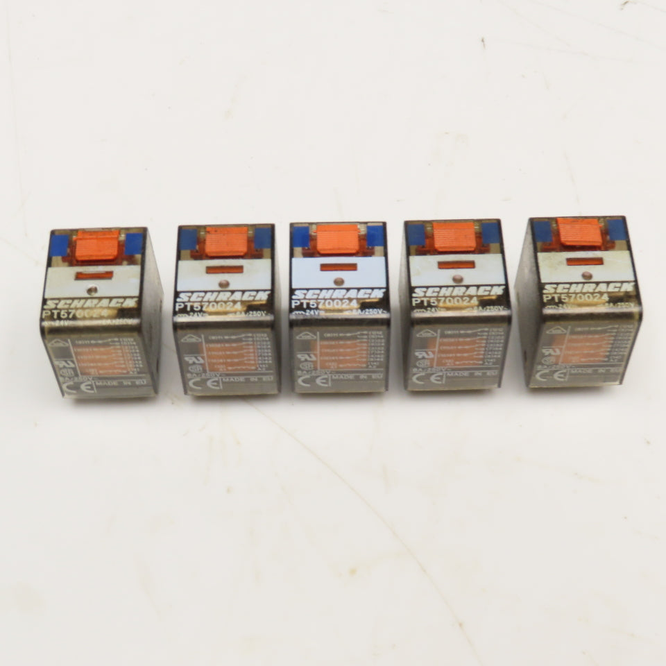 Schrack PT570024 Ice Cube Relay 6A 250V 24V DC Coil Lot Of 5