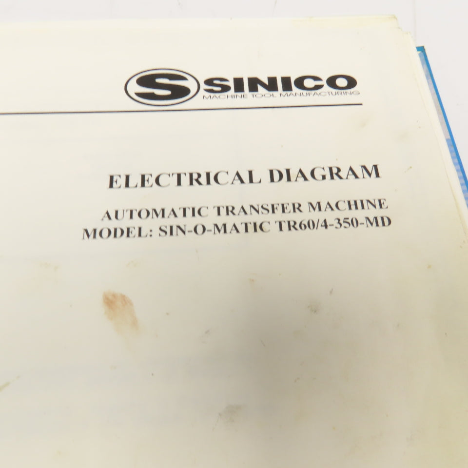 Sinico Sin-O-Matic Electrical Diagram Book TR60/4-350-MD
