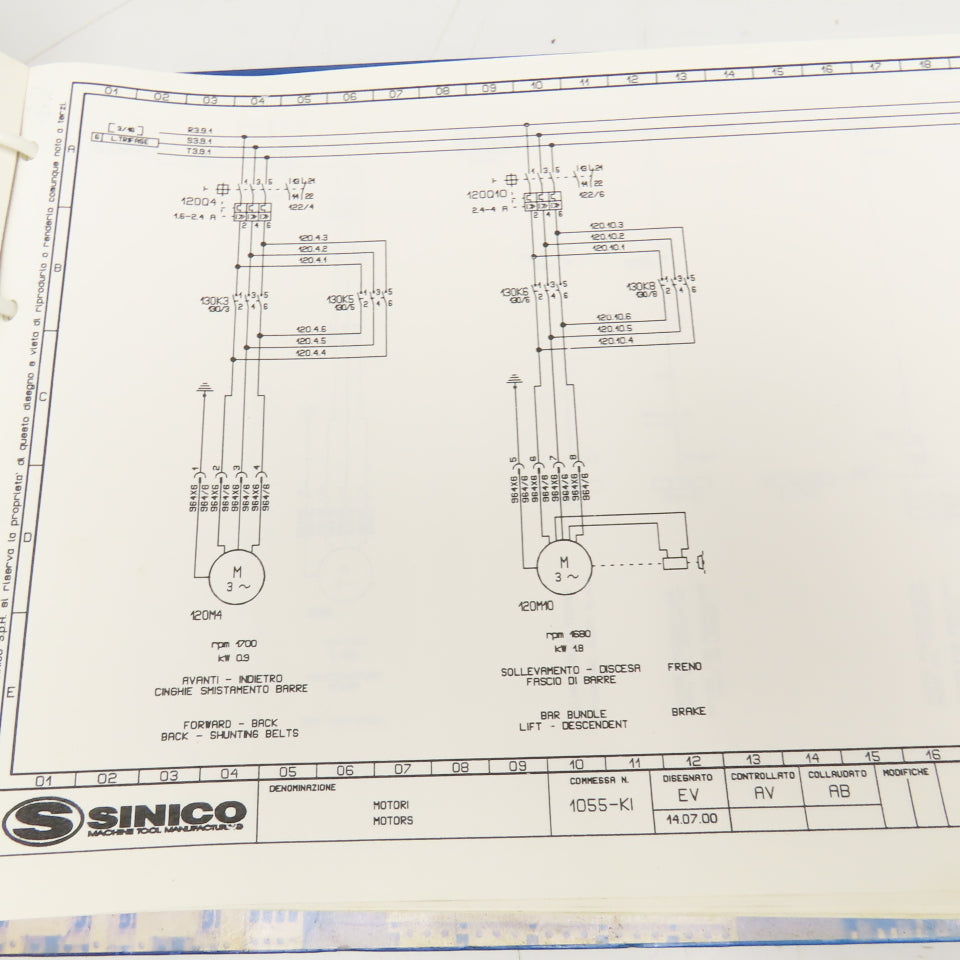 Sinico Sin-O-Matic Electrical Diagram Book TR60/4-350-MD