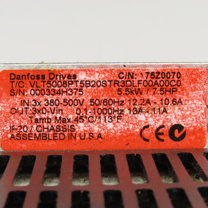 Danfoss VLT5008PT5B20STR3DLF00A00C0 Variable Frequency Drive 3x380-500V 0-1000Hz