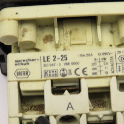 Sprecher + Schuh LE2-25 3 Position Rotary Cam Switch 660V 25A 13kW