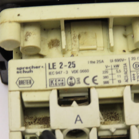Sprecher + Schuh LE2-25 3 Position Rotary Cam Switch 660V 25A 13kW