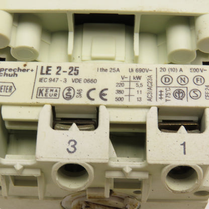 Sprecher + Schuh LE2-25 2 Position Rotary Cam Switch 660V 25A 13kW