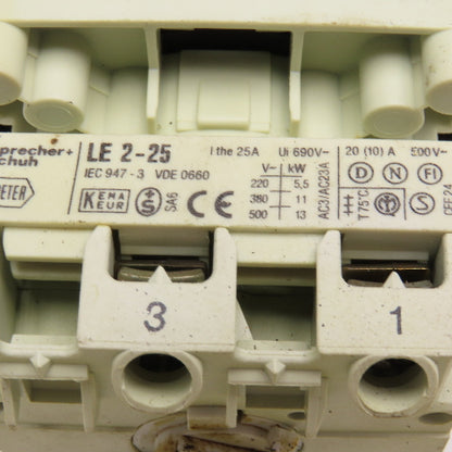 Sprecher + Schuh LE2-25 2 Position Rotary Cam Switch 660V 25A 13kW