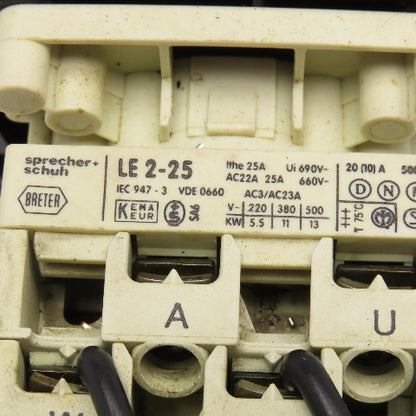 Sprecher + Schuh LE2-25 3 Position Rotary Cam Switch 660V 25A 13kW